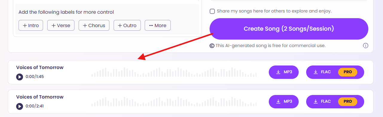 Generate & download song