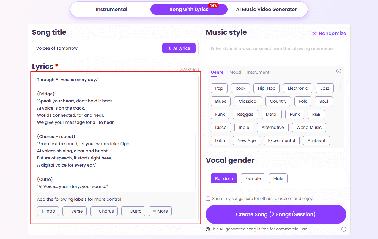 Paste your lyrics