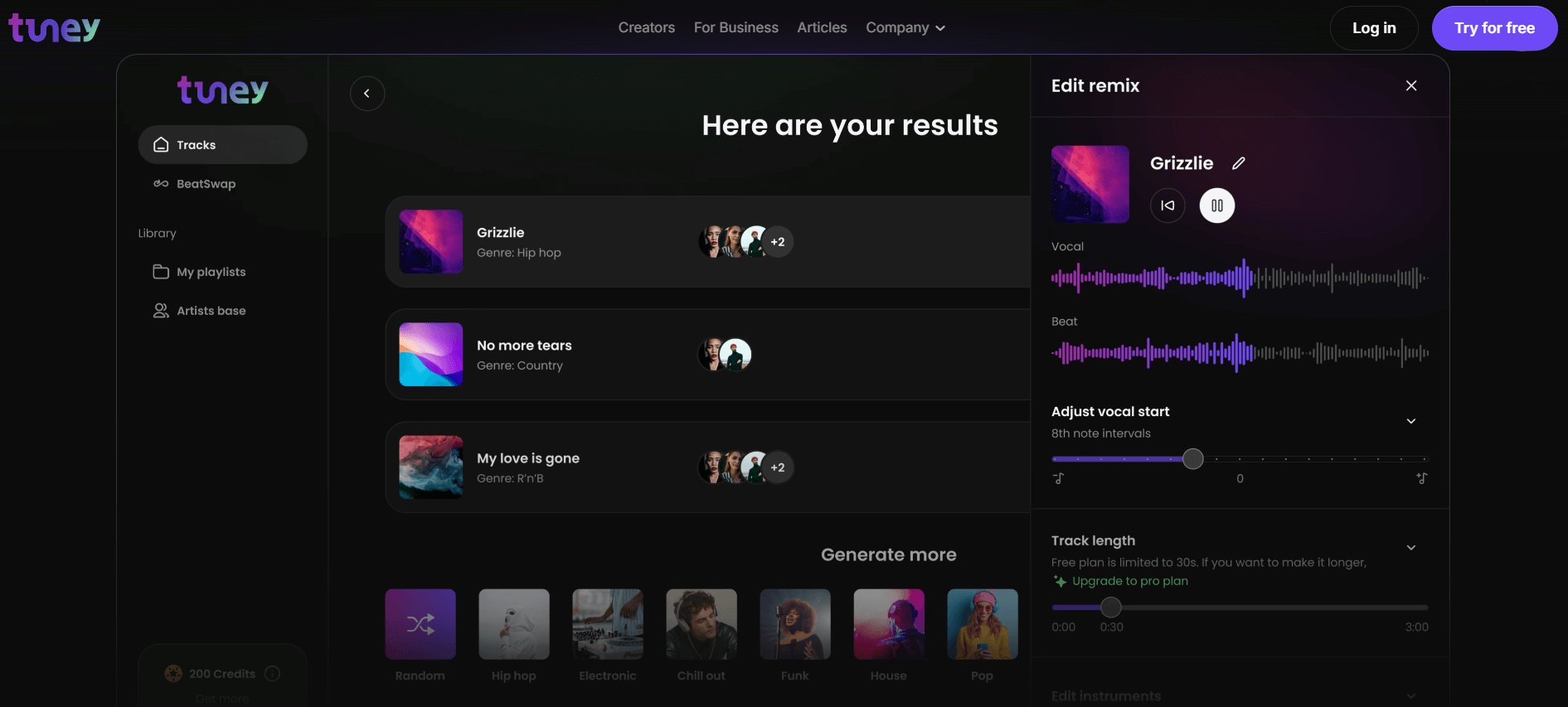 Tuney AI Music Editor